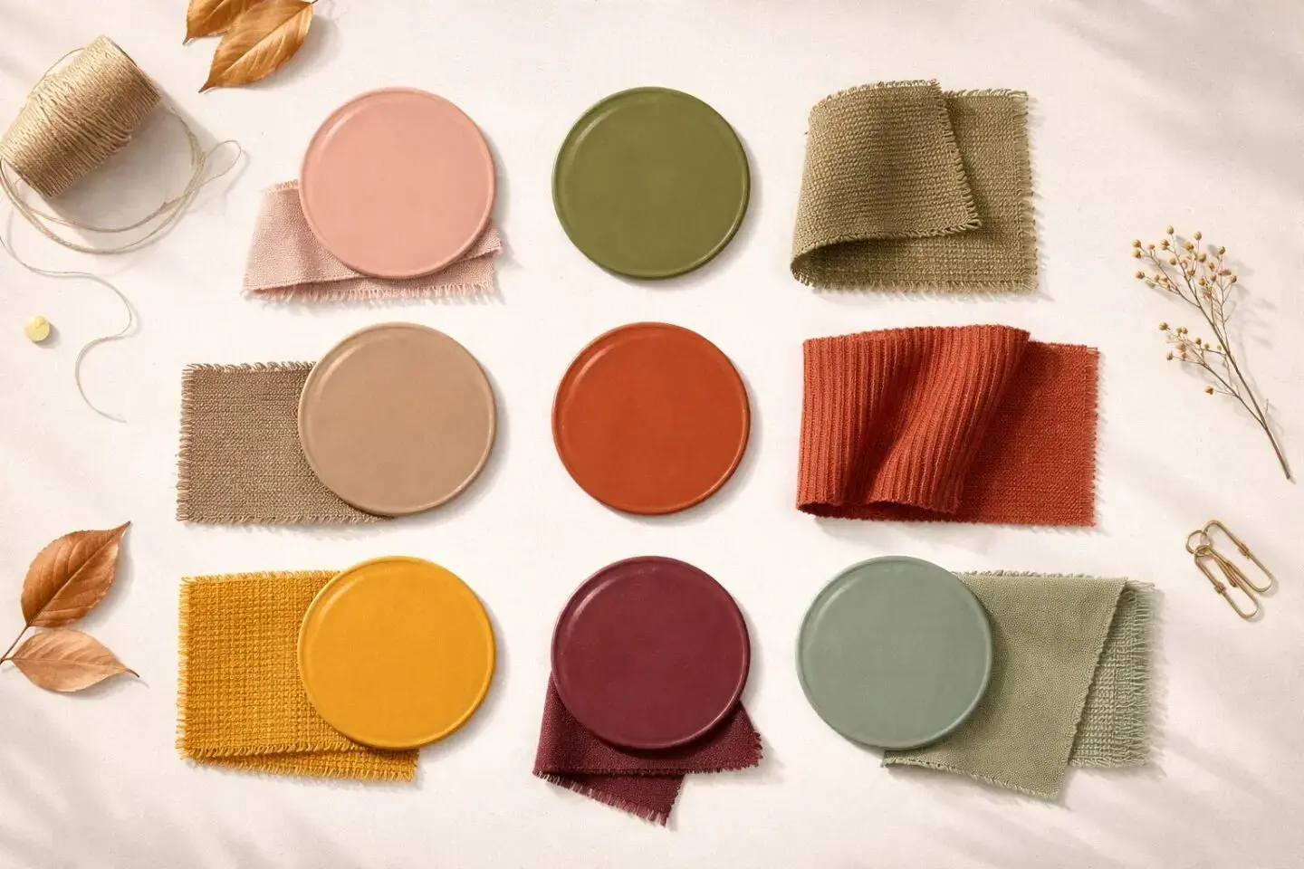 mood board featuring soft autumn color palette shades