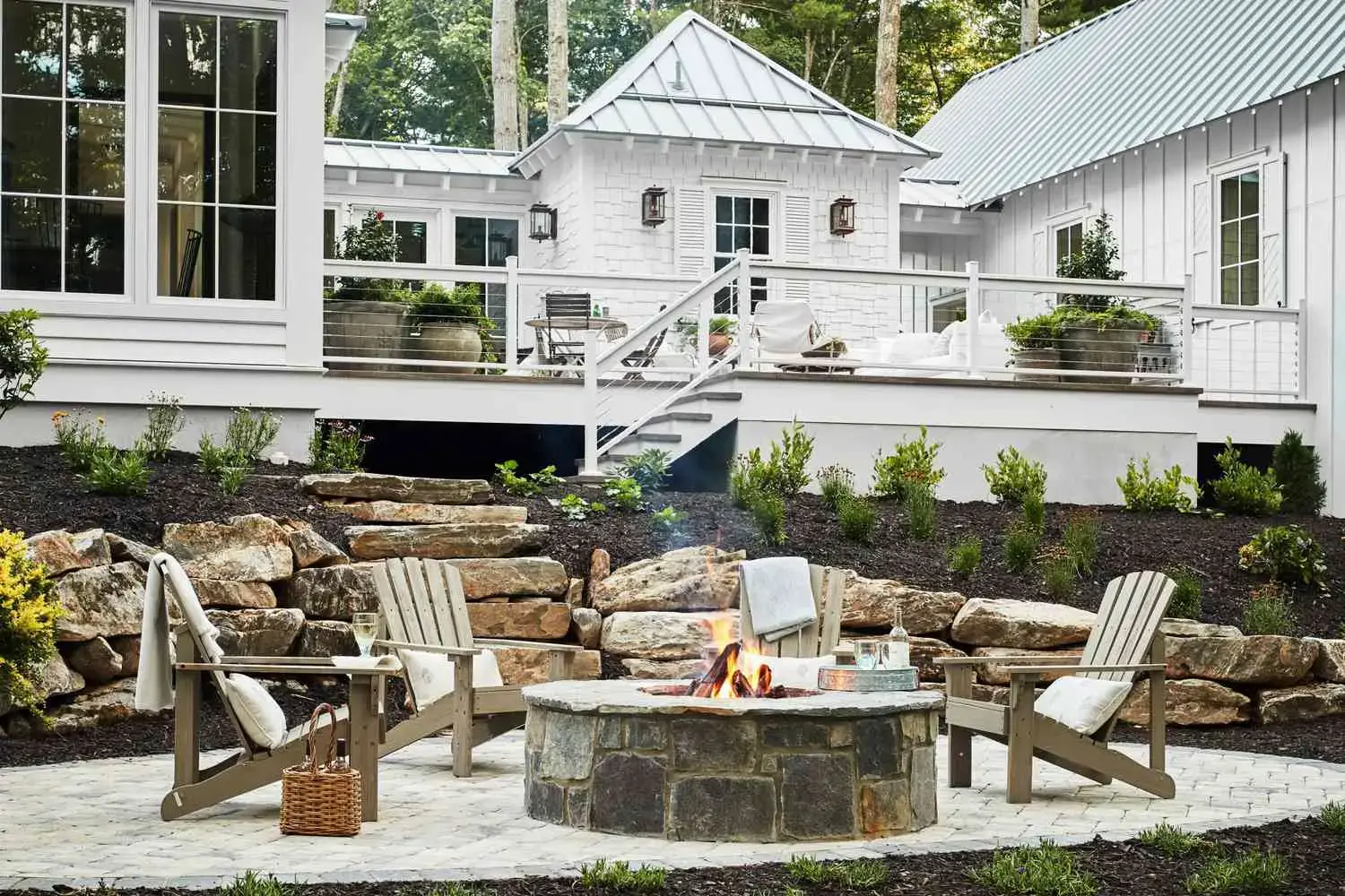 . A stylish pergola in an outdoor living space, offering shade and enhancing the home's aesthetic appeal