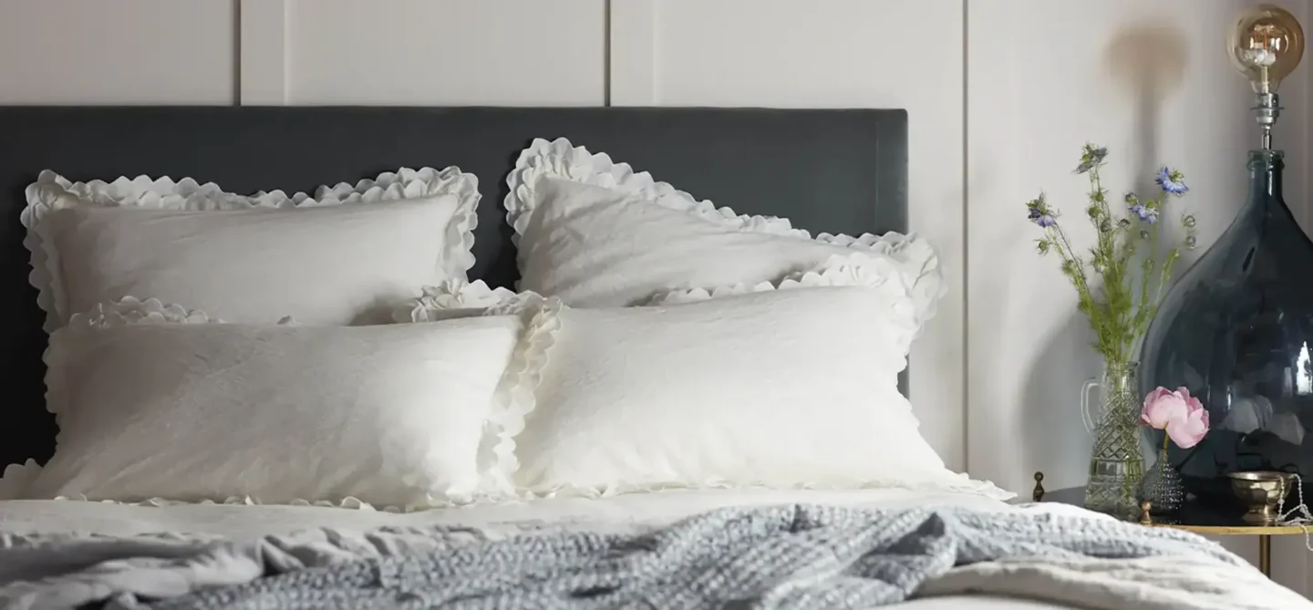 Soft linen bedding in neutral shades
