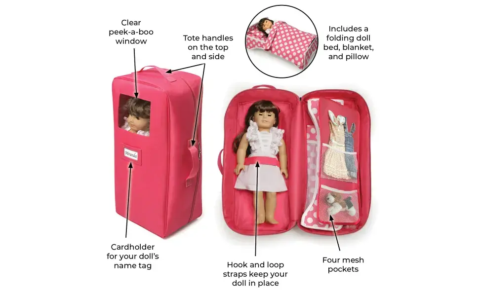Doll Carrying Case with Pockets