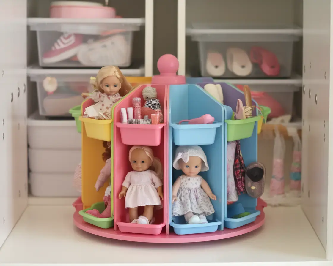 Rotating Carousel Doll Organizer