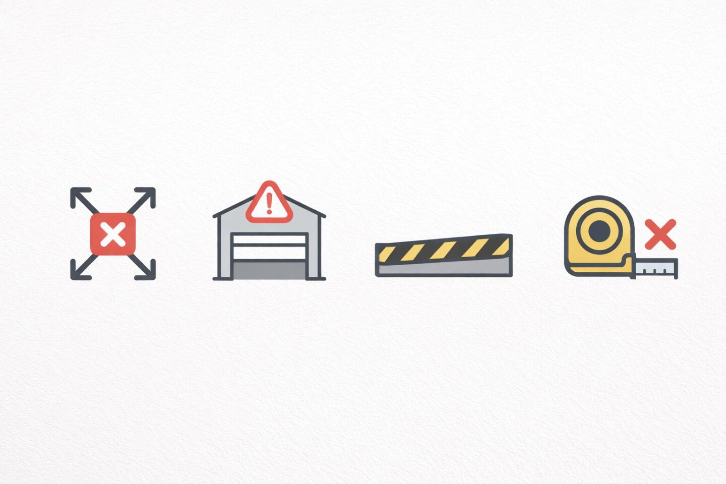 Common garage door sizing mistake icons.Common garage door sizing mistake icons.