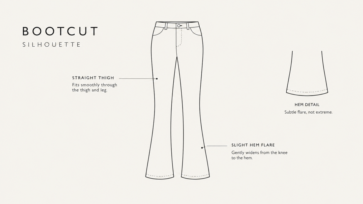 Bootcut jeans silhouette diagram